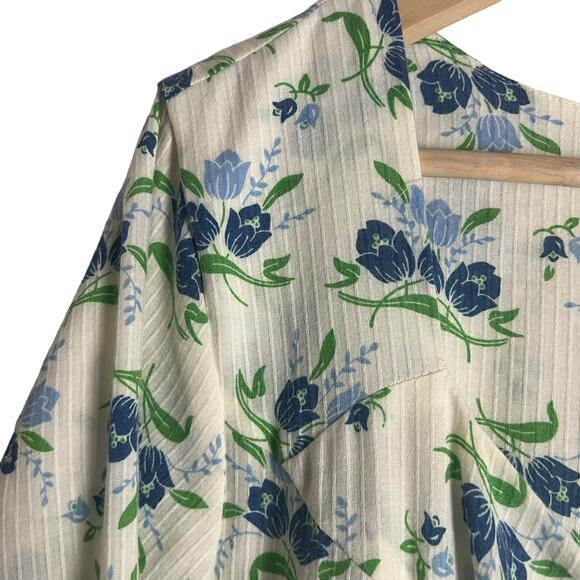 Sweet Baby Jamie Ivory Floral Print Tiered 3/4 Sleeve Midi Dress Size Medium - Picture 8 of 15